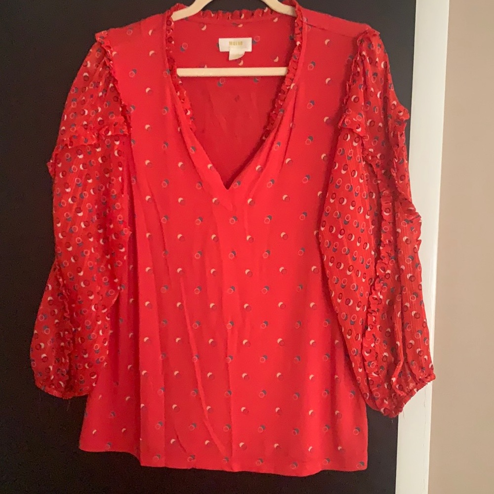 Ruffled sleeve Anthropologie top.